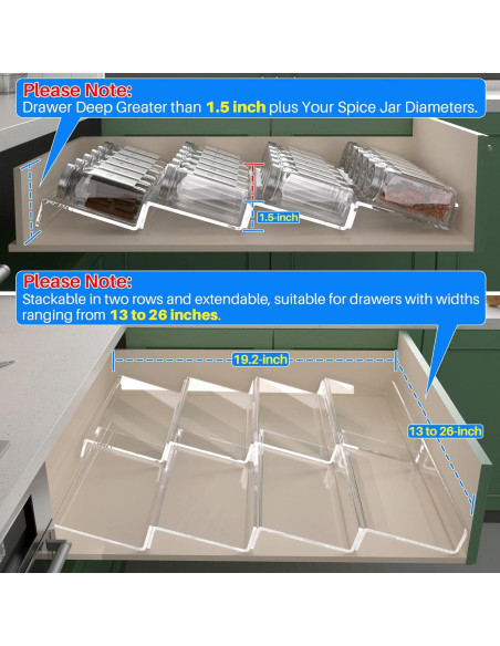 Organizador de Especias Antimbee 8 Piezas Expandible 33-66 cm Organizador de Especias Antimbee 8 Piezas Expandible 33-66 cm