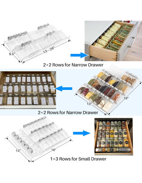 Organizador de Especias Antimbee 8 Piezas Expandible 33-66 cm Organizador de Especias Antimbee 8 Piezas Expandible 33-66 cm