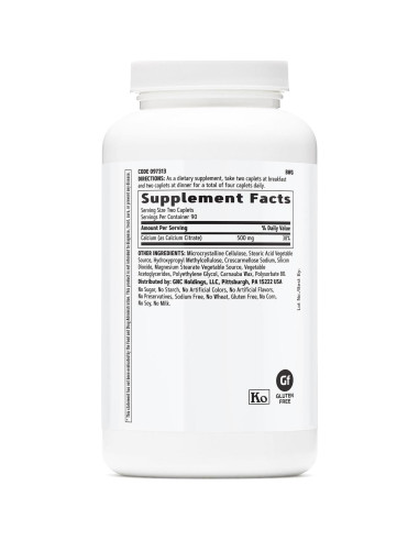 Citrato de Calcio GNC 1000 mg 180 Tabletas Vegetarianas