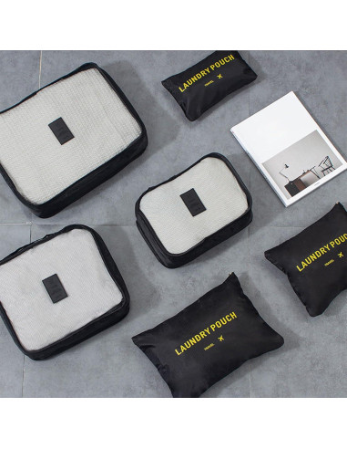 Set de 6 Cubos de Empaque INVODA para Maletas - Negro