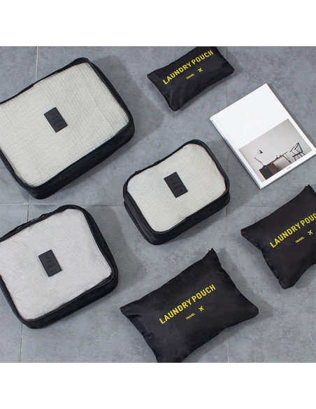 Set de 6 Cubos de Empaque INVODA para Maletas - Negro