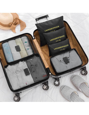 Set de 6 Cubos de Empaque INVODA para Maletas - Negro
