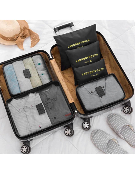 Set de 6 Cubos de Empaque INVODA para Maletas - Negro