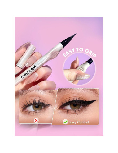 Delineador Líquido SHEGLAM Glide Control Negro Mate 15.29 cm