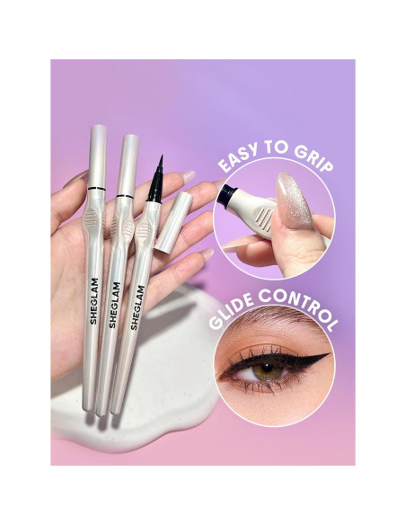 Delineador Líquido SHEGLAM Glide Control Negro Mate 15.29 cm