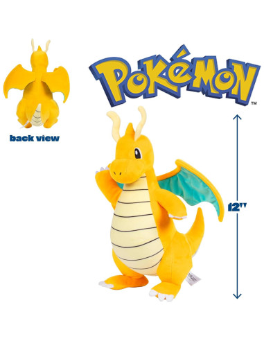 Peluche Pokémon Dragonite 30 cm - Licencia Oficial Jazwares