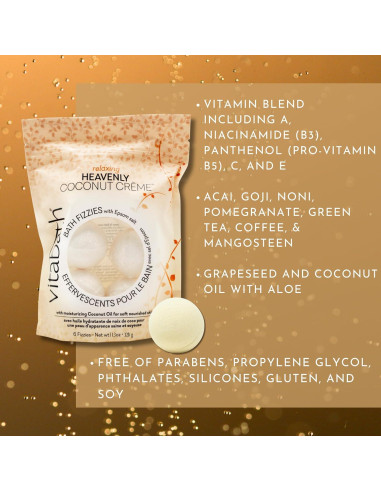 Vitabath Fizzies de Baño Crema de Coco 283.5g - 6 Unidades