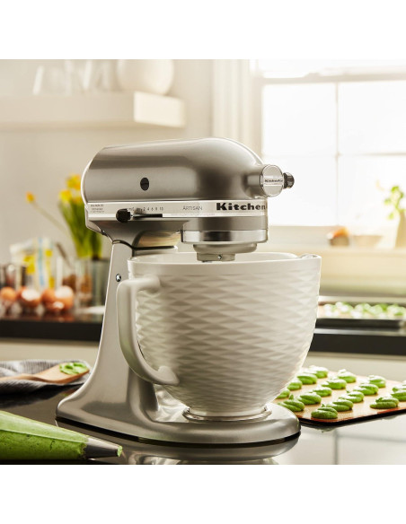 Tazón de Cerámica KitchenAid 5 Cuartos Textura Chocolate Blanco Tazón de Cerámica KitchenAid 5 Cuartos Textura Chocolate Blanco