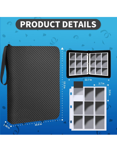 Carpeta de Cartas de Comercio YoKiStar 9 Bolsillos Negra