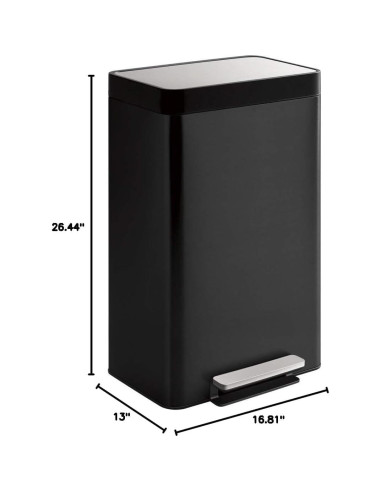 Cubo de Basura KOHLER 49L Acero Inoxidable Negro Pedal Silencioso