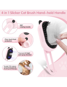 Cepillo de Vapor 4 en 1 Denwwico para Gatos y Perros - Rosa 2