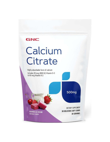GNC Citrato de Calcio 500mg Caramelos Blandos Sabor Berries