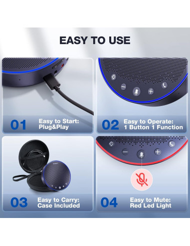 Altavoz Bluetooth EMEET OfficeCore M3 - 4 Micrófonos AI 360