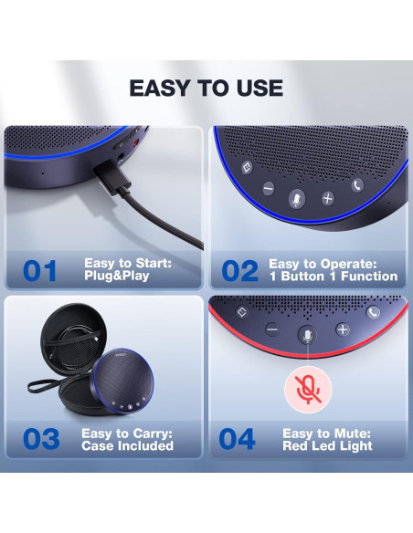 Altavoz Bluetooth EMEET OfficeCore M3 - 4 Micrófonos AI 360