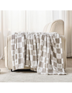 Manta A Cuadros EMME 127x152cm Microfibra Gris Suave 2