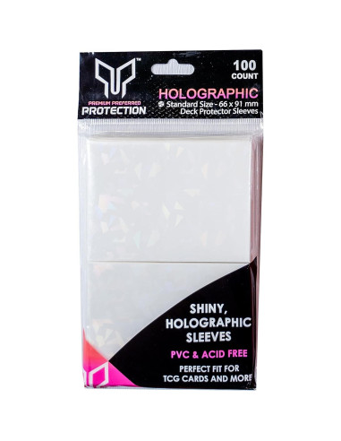 100 Fundas Holográficas Blancas Perfect Fit 66x91mm - Protección Premium