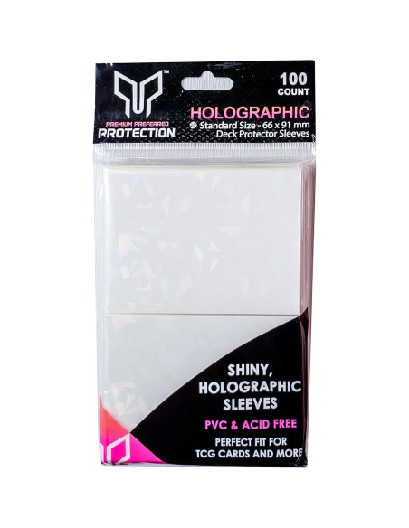 100 Fundas Holográficas Blancas Perfect Fit 66x91mm - Protección Premium