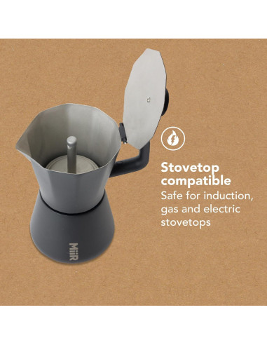Cafetera Moka Pot MiiR Acero Inoxidable 10oz Manual
