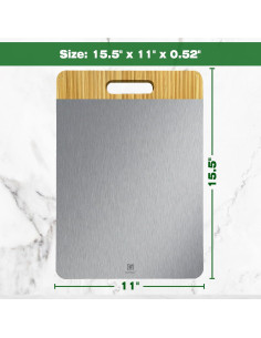 Tabla de Cortar Doble Cara Guiogc - Bambú y Acero Inoxidable 304 2