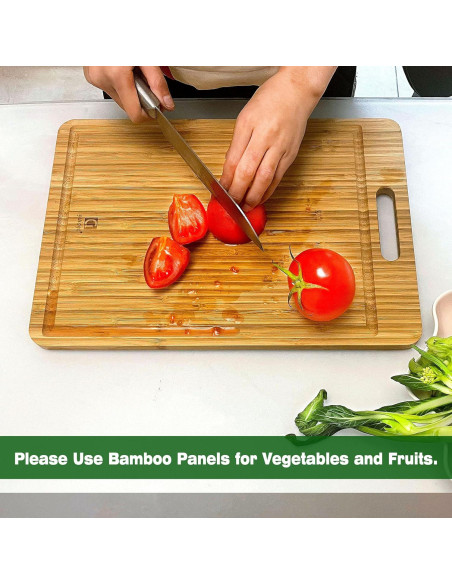 Tabla de Cortar Doble Cara Guiogc - Bambú y Acero Inoxidable 304