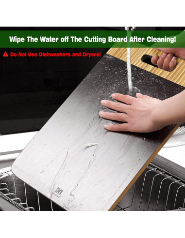 Tabla de Cortar Doble Cara Guiogc - Bambú y Acero Inoxidable 304