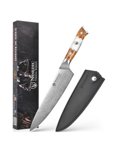 Cuchillo de Chef 8" Nordic Viking Acero Damasco VG10 Forjado