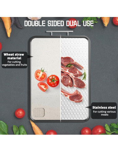 Tabla de Cortar Doble Lado XINHUISHQZ Acero Inoxidable 40.64x27.94cm