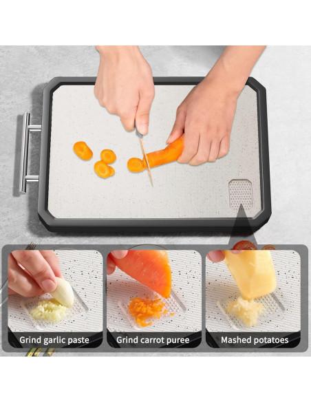 Tabla de Cortar Doble Lado XINHUISHQZ Acero Inoxidable 40.64x27.94cm