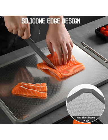 Tabla de Cortar Doble Lado XINHUISHQZ Acero Inoxidable 40.64x27.94cm