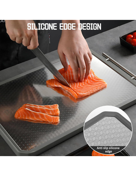 Tabla de Cortar Doble Lado XINHUISHQZ Acero Inoxidable 40.64x27.94cm