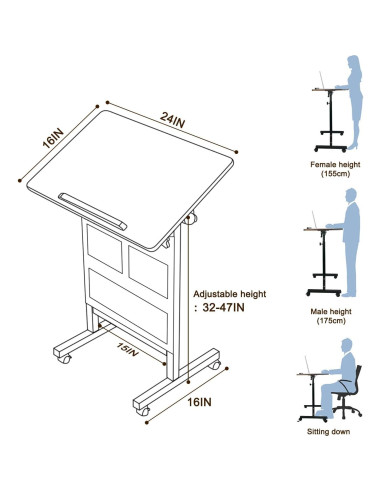 Escritorio de pie ajustable KOUPA DESK-B-01 40.6x60.9cm