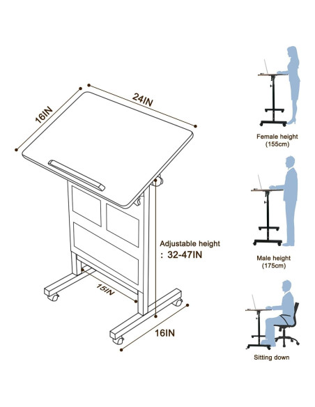 Escritorio de pie ajustable KOUPA DESK-B-01 40.6x60.9cm