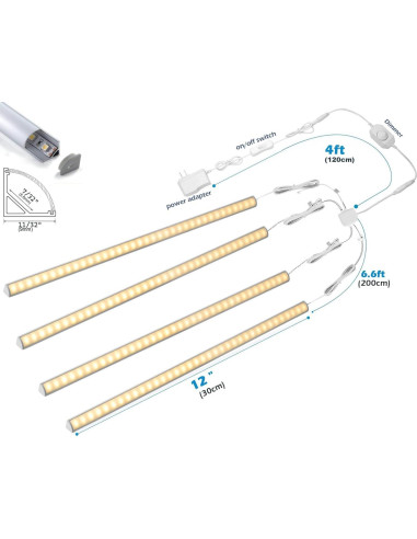 Kit de Iluminación Bajo Gabinete Cefrank 4 Piezas 30.48cm LED 1200lm 12W