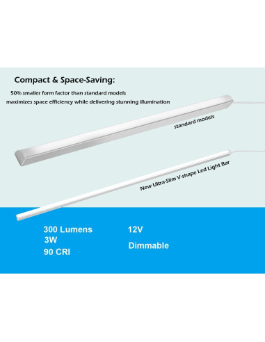 Kit de Iluminación Bajo Gabinete Cefrank 4 Piezas 30.48cm LED 1200lm 12W