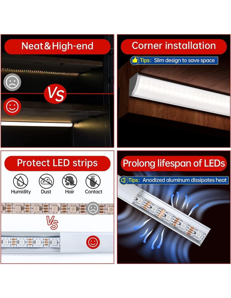 Kit de Iluminación Bajo Gabinete Cefrank 4 Piezas 30.48cm LED 1200lm 12W