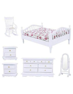 Conjunto de Muebles Miniatura 1:12 EatingBiting - Cama, Silla, Espejo