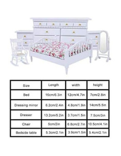 Conjunto de Muebles Miniatura 1:12 EatingBiting - Cama, Silla, Espejo 2