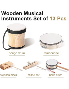 Conjunto de Instrumentos Musicales Chumia 13 Piezas Madera 2