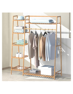 Perchero de Ropa de Bambú Reliancer 5 Niveles 110.5 cm