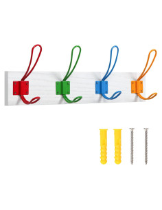 Perchero de Abrigos Montado en Pared KYSMOTIC 4 Ganchos Blanco