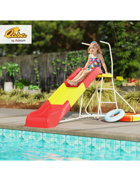 Tobogán de 248.9 cm Qaba para Niños Rojo - Parque Infantil