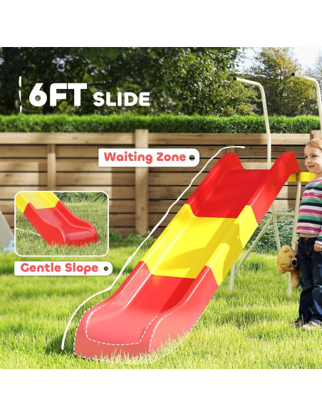 Tobogán de 248.9 cm Qaba para Niños Rojo - Parque Infantil