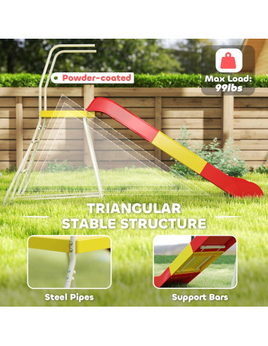 Tobogán de 248.9 cm Qaba para Niños Rojo - Parque Infantil