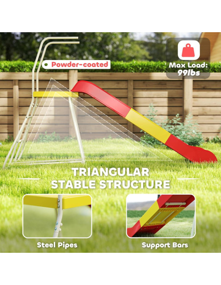 Tobogán de 248.9 cm Qaba para Niños Rojo - Parque Infantil