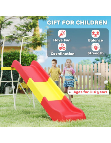 Tobogán de 248.9 cm Qaba para Niños Rojo - Parque Infantil