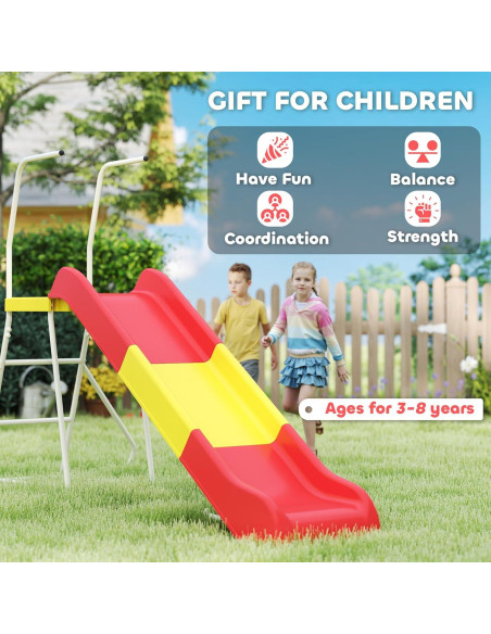 Tobogán de 248.9 cm Qaba para Niños Rojo - Parque Infantil