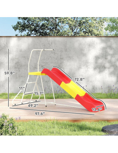 Tobogán de 248.9 cm Qaba para Niños Rojo - Parque Infantil