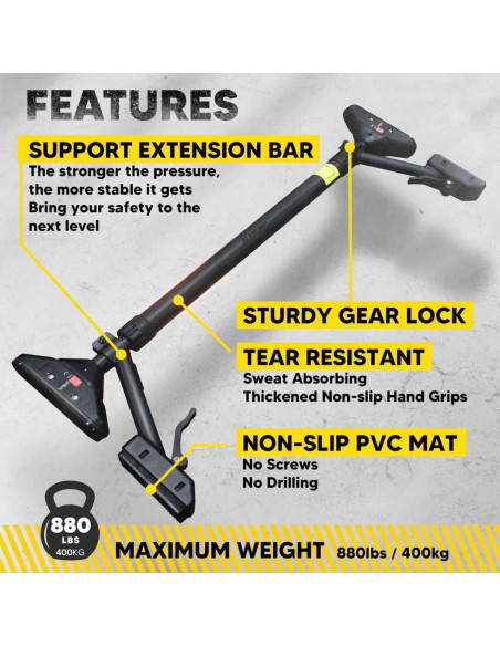 Barra de Dominadas E-Jet Sport 78-98 cm con Bloqueo Seguro