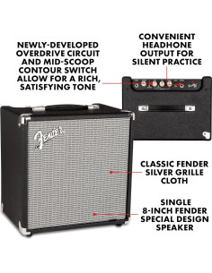 Amplificador de Bajo Fender Rumble 25 V3, 25W, Altavoz 20cm 2