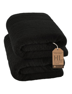 Toallas de Baño Hawmam Linen Jumbo 2 Piezas 100% Algodón Negro